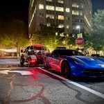 towing blue car